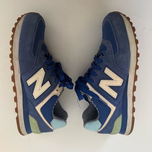 New Balance Blue and White Checkered Sneakers - Picture 4 of 8